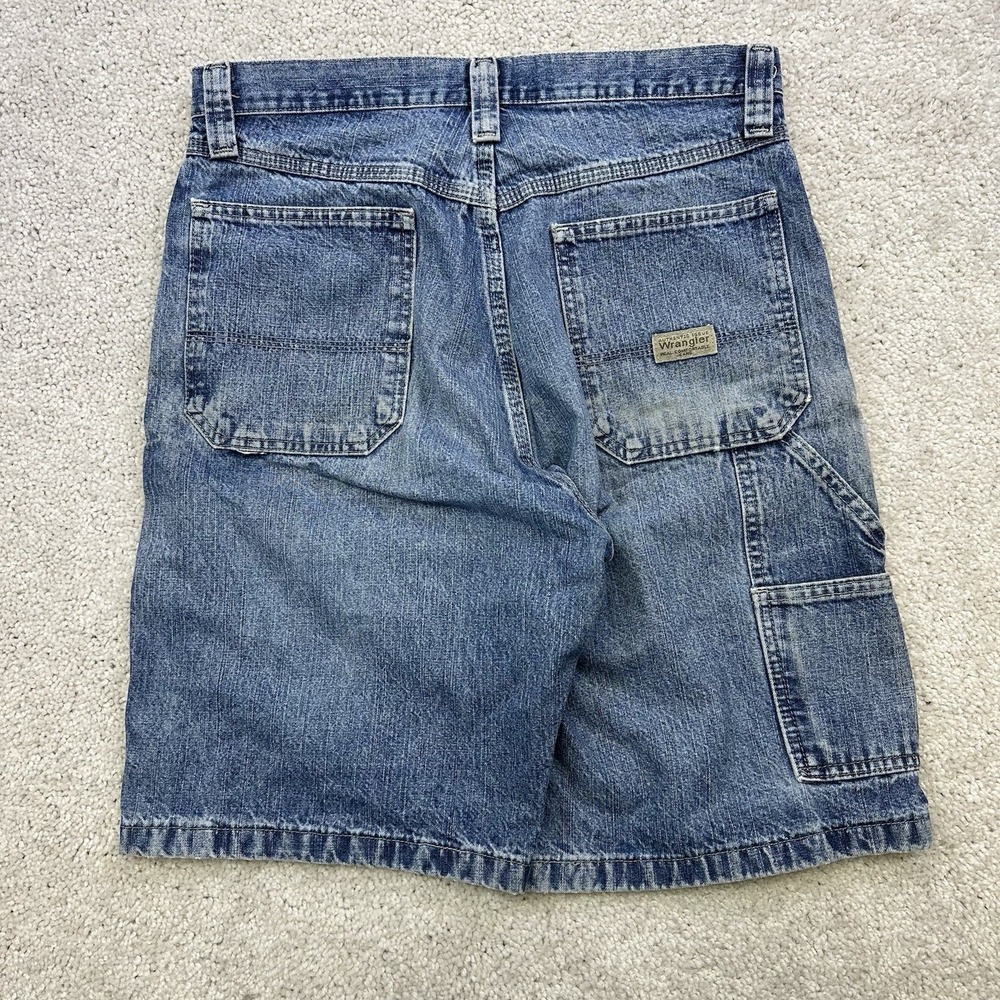 Vintage Wrangler Carpenter Shorts Mens 32 Blue Denim Workwear Faded Y2K Grunge